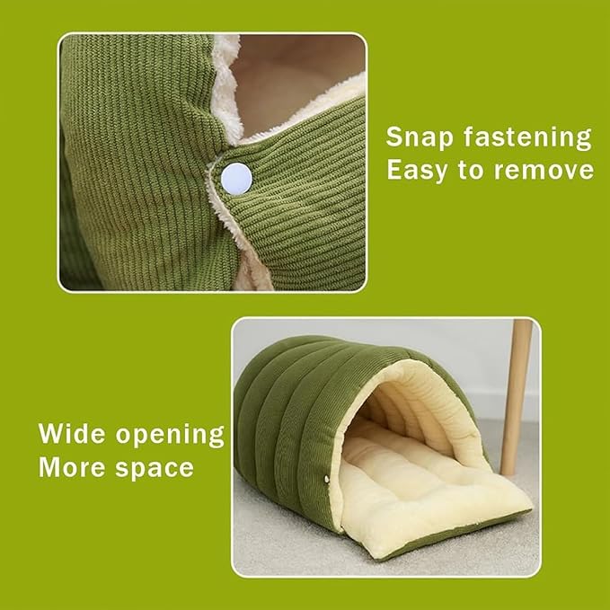 CutyPet Winter Cave,Warmth Cozy Comfort Plush Pet Cave,Cute Cozy Safe Hideaway Cat Bed with Removable Cushion,Warm Soft Removable Washable for Cats and Dogs (Purple, M：17.71 * 11.81 * 7.48 in)
