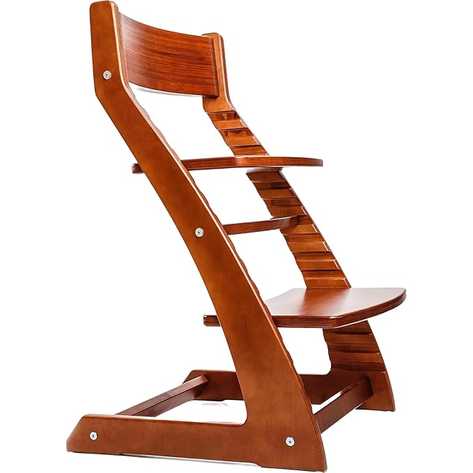 FORNEL Adjustable Wooden High Chair for Babies, Toddlers & Kids | The Grow-with-Me Chair from 6 Months to 200 lbs | Modern, Easy to Clean Dining Chair (Walnut)