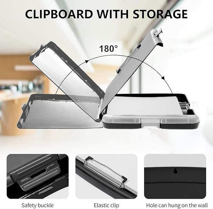 Clipboard with Storage High Capacity Plastic Nursing Clipboards with Pen Holder File Folder Storage Box Clipboard with Heavy Duty Clips for Teacher,Doctor,Offices-Blue Turtle