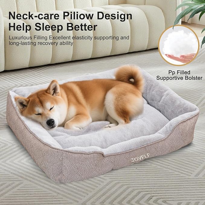 JOYELF Rectangle Dog Bed Calming Pet Bed, Anti Anxiety Cat Bed & Sofa, Cute Plush Pet Bed for Small Dog and Cat- Small(Upgraded Version)