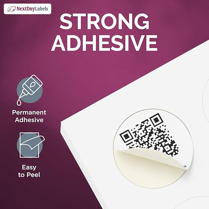 NextDayLabels - 2 Inch Round Labels for Bleeds - Sticker Labels for Printer - Matte White Blank Laser/Inkjet Printer Labels - Circle Stickers Printable Labels (250 Sheets, 12 Per Sheet, 3000 Labels)