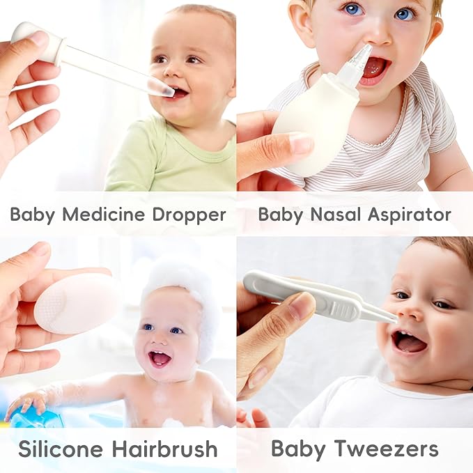 Baby Healthcare and Grooming Kit for Newborn Kids, 24PCS Upgraded Safety Baby Care Kit, Newborn Nursery Health Care Set, Baby Care Product (Grey White)