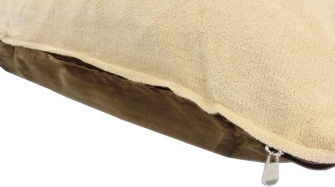 Removable Zippered Heavy Duty Durable Cover Case for Medium to Large Dogs - External Cover Only (Beige Fleece, 48"x29")