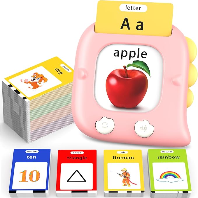 Kidzdo 520 Sight Word Talking Flash Cards, Christmas Birthday Gifts for 2 3 4 5 6 Year Old Girls, ABCs Early Education Learning Toys, Autism Sensory Toys for Autistic Toddlers Ages 2-6, Pink