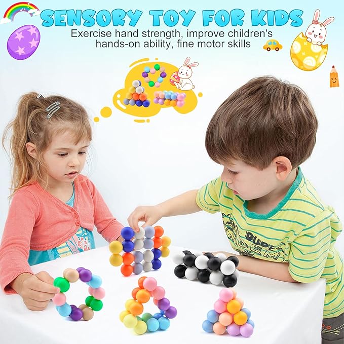 2PCS Sensory Fidget Toys for Adults Kids Teens, Easter Basket Egg Stuffers for Toddlers Boys Girls,Easter Present for Kids,Stress Balls ADHD Tools Autism Toys ,Travel Toys for Ages 5-7 8-13(I)