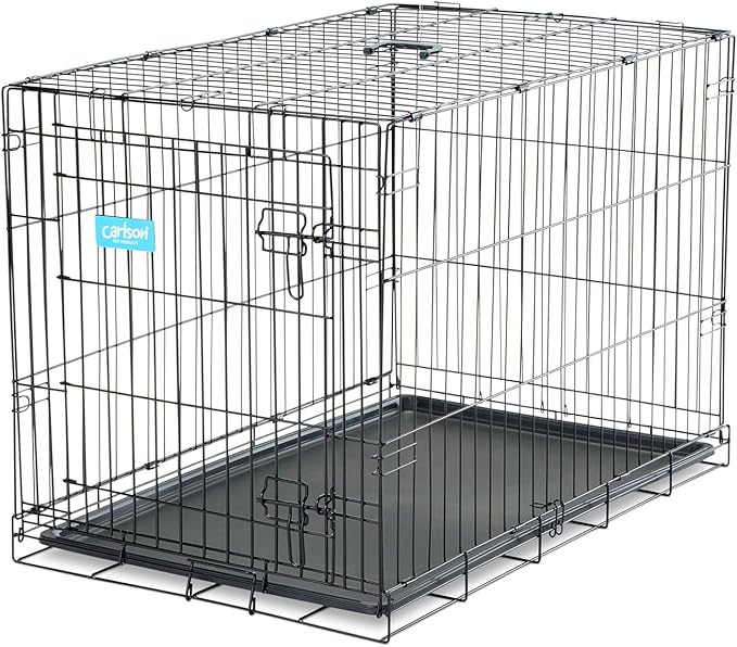 Carlson Pet Products Single Door Metal Dog Crate, Intermediate 36" Dog Crate for Medium to Large Dogs, Foldable Collapsible Dog Kennel with Removable Tray, Portable Wire Dog Cage for Training & Travel
