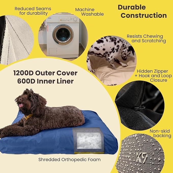 K9 Ballistics Tough Rectangle Pillow Dog Bed - Removable Cover, Washable, Durable & Water Resistant Dog Bed - X-Large, Sage Green
