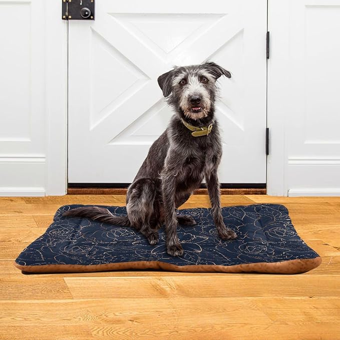Pet Bed Dark Blue Floral Dog Bed Mat Absorbing Non Slip Pad Pet Sleeping Mat for Small, Medium, and Large Dogs Puppy Cat 36 in x 24 in