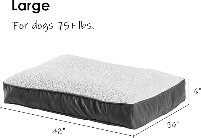 South Pine Porch Buddy Reversible Rectangle Pillow Style Microfiber and Sherpa Dog Bed with Removable, Machine-Washable Cover, Crimson Sherpa, Large (48 in. x 36 in.)