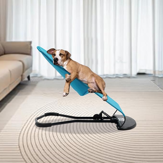 Pet Rocking Chair, Portable Foldable Pet Rocker Bed with 3-Level Height Adjustment, Pet Hammock for Small Dogs & Cats up to 33lbs, Breathable Mesh Hanging Bed with Safety Buckle (Blue)
