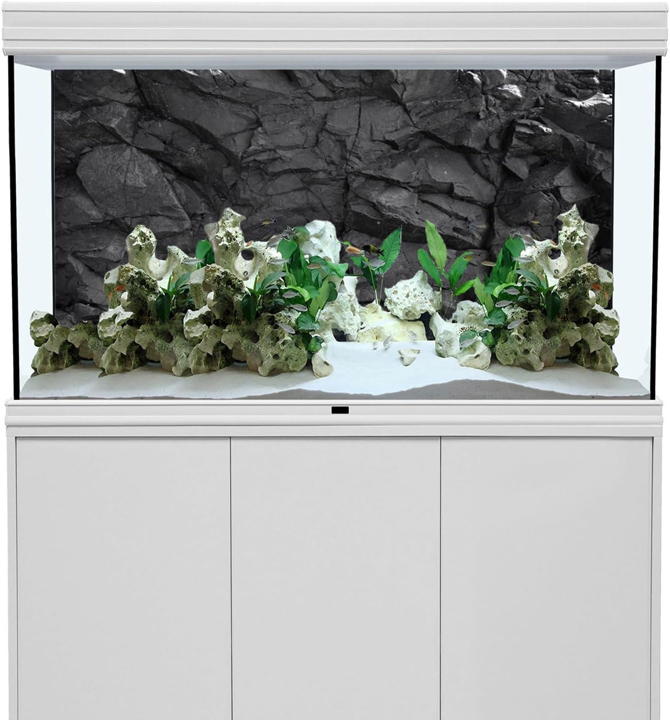 AWERT 36x18 inches Stone Aquarium Background Black Rock Fish Tank Background Rocky Terrarium Background Vinyl