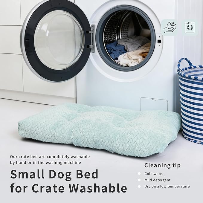 18 inch Dog Crate Bed Dog Mats for Sleeping,Up to 10 lbs Fluffy Sage Green Puppy Pad XXS