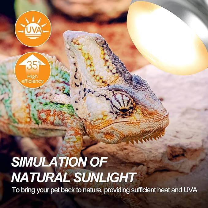 WACOOL 2Pack 100W Reptile Heat Lamp Day & Night Kit, Nature Simulated Basking Daylight & Nightlight Heat Lamp Bulbs for Reptiles & Amphibians, UVA Heat Lamp for Bearded Dragon Gecko Turtle Lizard