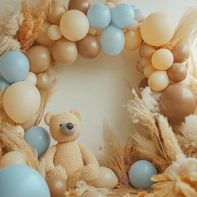 RUBFAC 129pcs Light Brown Balloons Different Sizes 18 12 10 5 Inch Latex Tan Balloon Kit for Birthday Party Baby Shower Wedding Anniversary Decoration