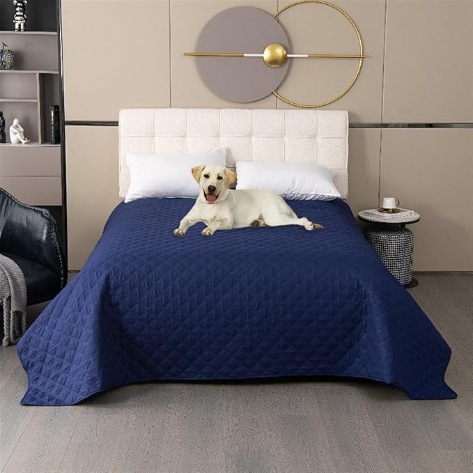 GIBZ Waterproof Dog Bed Cover Anti Slip Pet Furniture Protector Blanket Washable Thick Quilted Mat, Navy Blue, 101.6x127cm