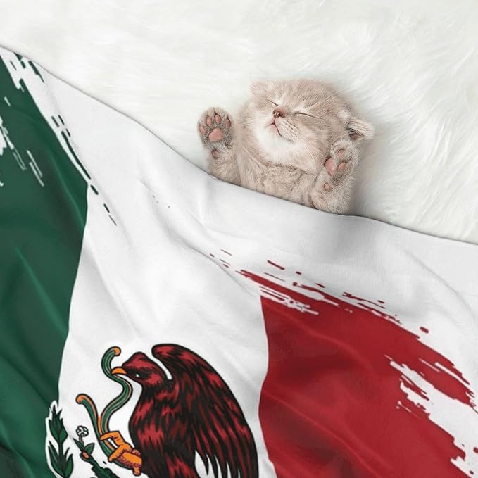 Reversible Dog Blanket for Beds Couches, Mexico Flag Cool Eagle, Double Sided Cat Blanket with Textured Dot Feel and Smooth Feel for Seasonal Comfort All Year