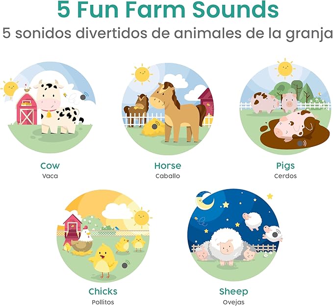 Binibi Spanish Books for Babies & Toddlers 1-3 La Granja Interactive Bilingual Sound Book with Farm Animal Sounds | Bilingual Children's Book | Spanish Learning for Kids | Libro en español para bebés