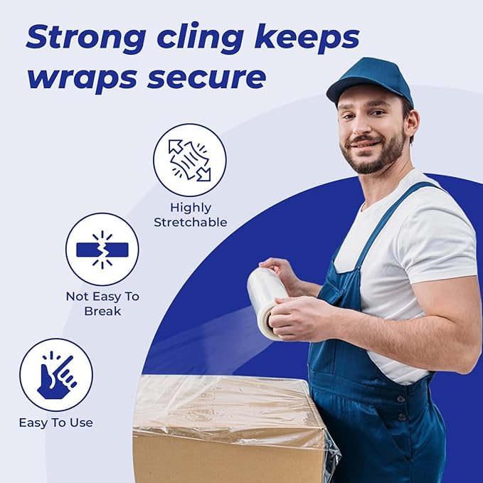 Rosmonde 18" Plastic Wrap for Moving, 20 Pack, 18" x 1500 ft Shrink Wrap, 80 Guage Thick, 9.4 lbs/Roll, Premium Shrink Wrap Roll, Hand Bulk Stretch Wrap, Heavy Duty Stretch Film for Moving & Pallets