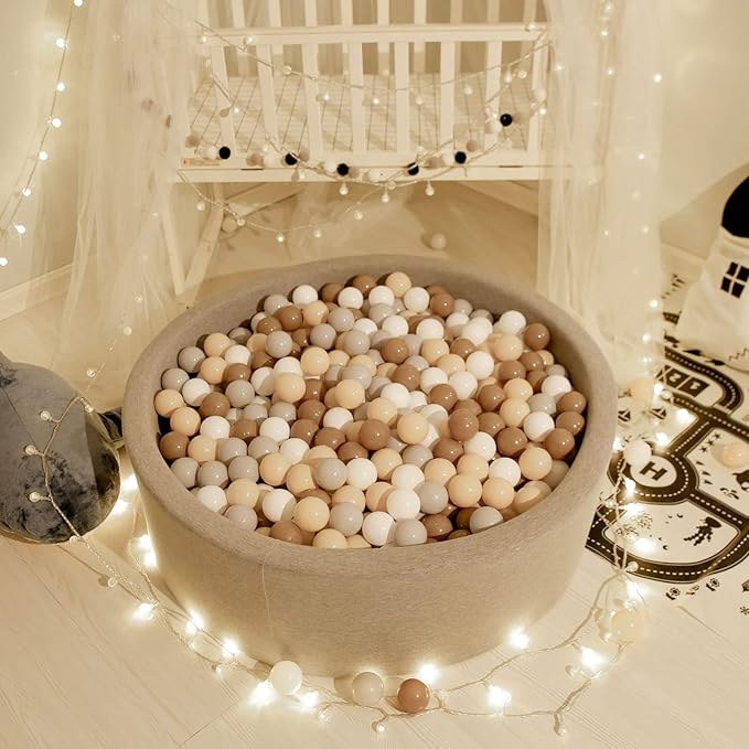 GOGOSO Balls for Ball Pit - Plastic Ball for Toddlers 1-3, Baby Kids Ball Pool Decoration 50 100 200 300 500 1000 (Grey+Coffee+ Beige+White, 1000 Balls)