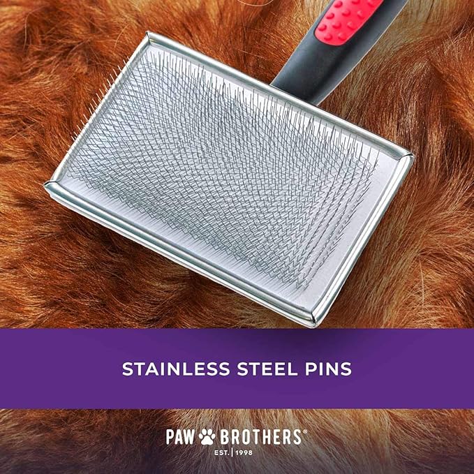 Ryan's Pet Supplies Paw Brothers Flat Slicker Brush for Dogs, Dog Brush for Short Haired Dogs, Professional Grade, Coated Tips, Gentle on Skin, Maximum Coverage, Mini/Small