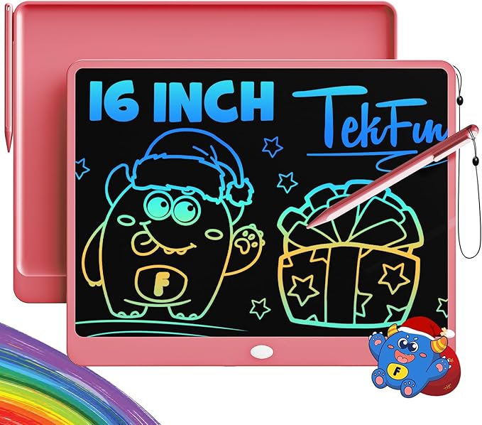 TEKFUN LCD Writing Tablet Doodle Board, 16 Inch Colorful Drawing Tablet Writing Pad,Toddler Toys for 3 4 5 6 7 8 9 Year Old Girls Boys Teen Adults,Birthday Gifts for Kids (Pink)