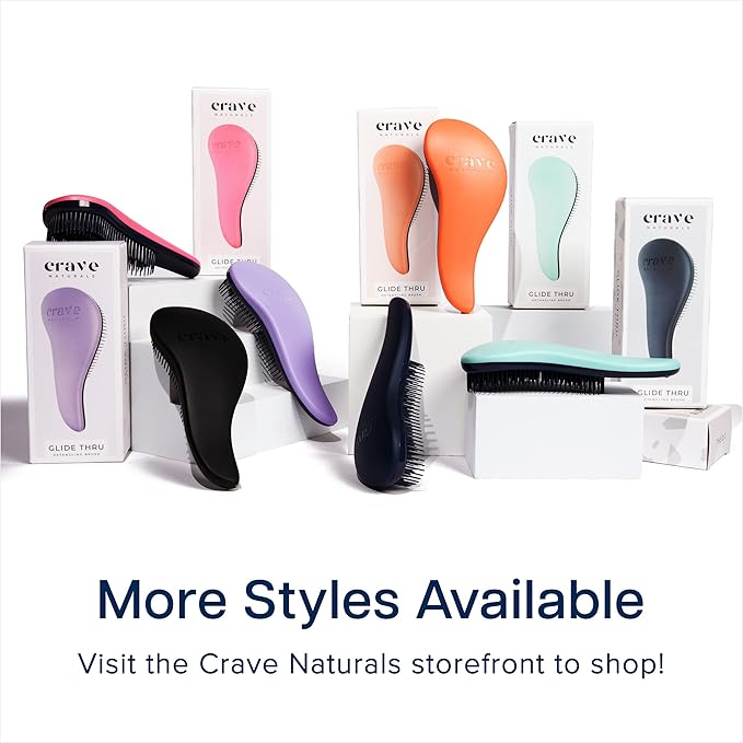 Crave Naturals Glide Thru Hair Brush - Detangler Brush for Curly, Straight, Wet or Dry Hair - Gentle Detangling Brushes for Adults, Kids, Toddlers - Hair Accessories for Women, 7.5x3 - Pink