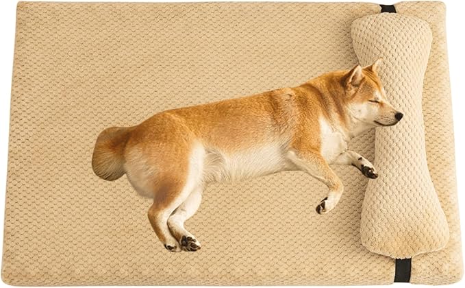 Dog Bed for Small Medium Large Dogs, Dog Mattress with Removable Pillow for Crate Kennel, Sofa Dog Bed, Super Soft Pet Bed for Dogs and Cats, Pet Beds & Furniture (Brown,Small)