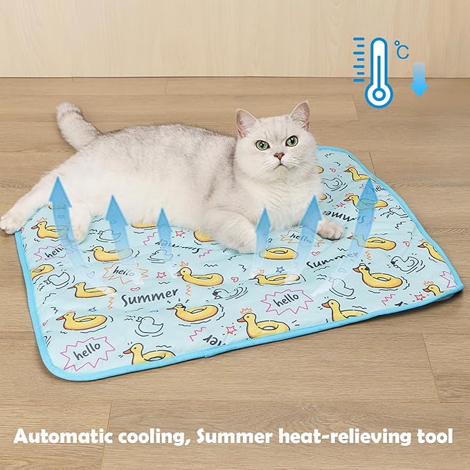 SEIS Dog Ice Pad Ice Silk Cats Kennel Mat Pet Cooling Pad Summer Cool Bamboo Mat Breathable Pad (Duck, S)