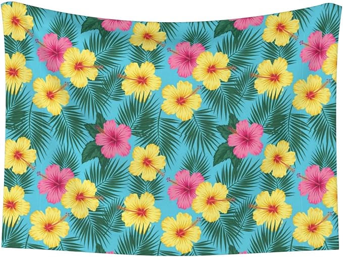 Double Sided Plush Pet Blanket with Cozy Dot Texture and Smooth Reverse, Hawaii Tropical Floral Plants, Reversible Throw for Dogs Cats on Couches Beds Crates