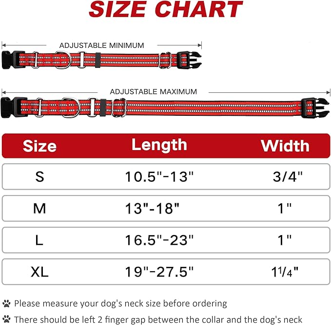 Martingale Dog Collar, Adjustable Nylon Reflective Collar with Buckle No Pull Dog Collar for Small Medium Large Dogs (Red M)