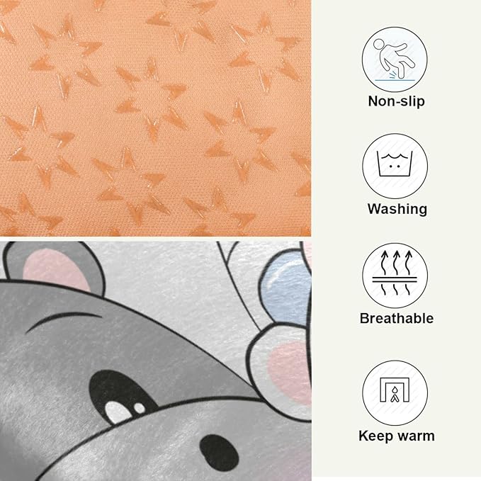 Pet Bed Hippo Cartoon Dog Bed Mat Absorbing Non Slip Pad Pet Sleeping Mat for Small, Medium, and Large Dogs Puppy Cat 36 in x 24 in