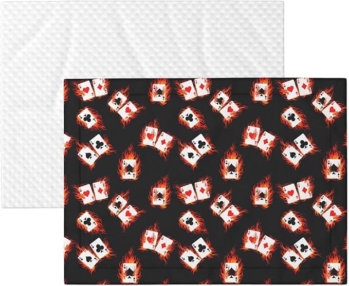 Pet Blanket for Indoor Outdoor Use, Poker Playing Cards, Two Sided Reversible Plush Mat with Bumpy Dot Texture for Patios Crates Portable Bed Companion