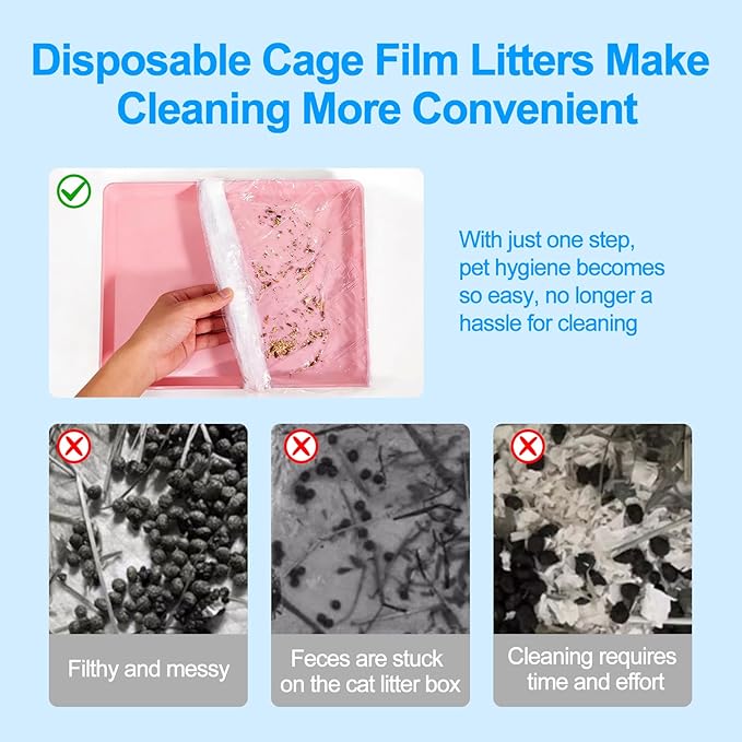 Disposable Cage Liners 50PCS, Plastic Litter Liner Bag for Cage, Cage Toilet Film Cover Litter Liner Bags for Small Animals as Guinea Pig, Hamster, Hedgehog, Bunny, Bird, Rabbit (S(23.6 * 31.5''))
