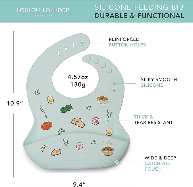 Loulou Lollipop Soft, Waterproof Silicone Feeding Bib for Babies and Toddlers