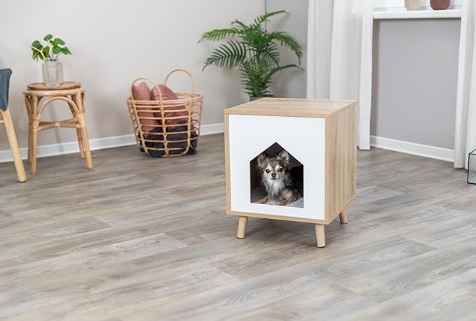 Trixie Isa Indoor Cat Condo, Modern Cat Bed Side Table & Nightstand, Cat Hideaway Cave with Cozy Cushion