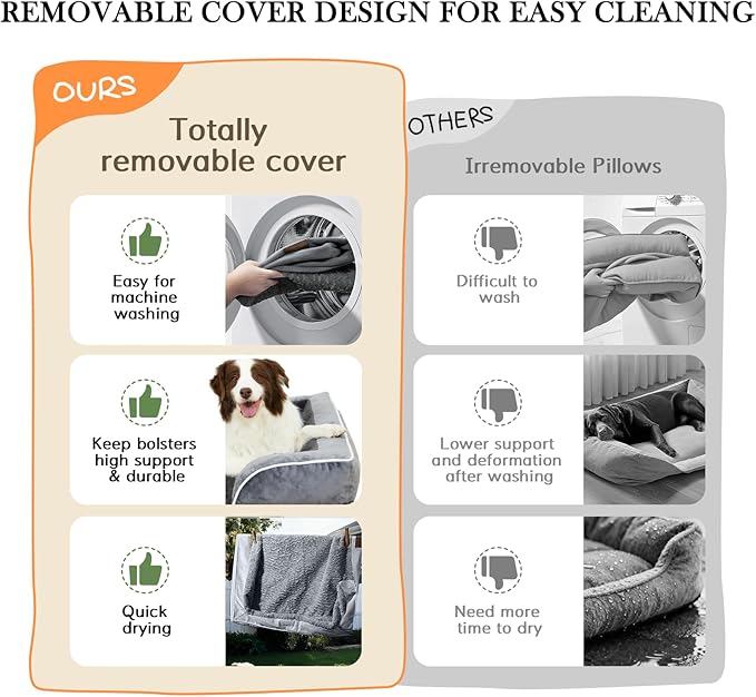 Comfort Expression Orthopedic Dog Bed for Medium Dogs 30x20 Inch, Waterproof Supportive Egg Crate Foam Medium Pet Bed with Removable Bolsters, Dog Couch with Washable Cover & Non-Slip Bottom, Pink