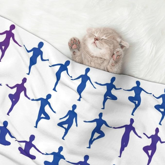Two Sided Plush Pet Blanket for Crates Carriers Home Use, Gymnastics Game, Reversible Throw with Cozy Dot Fabric and Silky Reverse for Small Large Pets