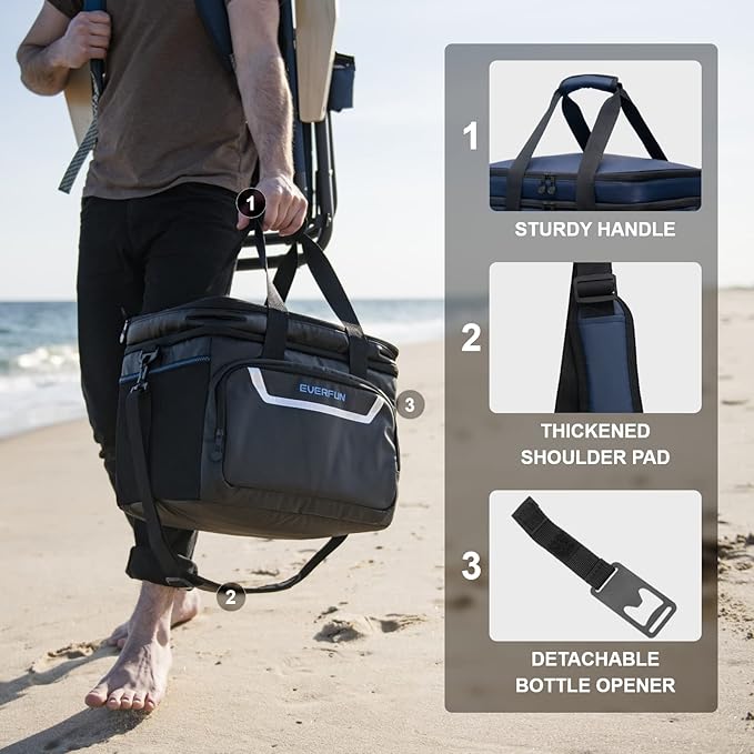 EVERFUN Small Cooler Lunch Box Mini Leak-Proof Soft Double Deck 24 Can Personal Insulated Collapsible Portable Waterproof Lunch Bag Ice Chest for Men Women Work Travel Car Picnic Beach