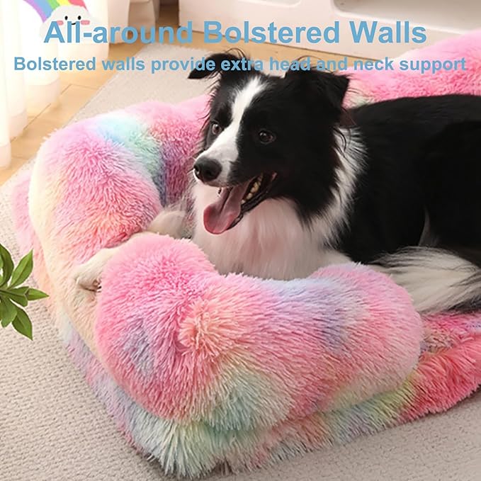 Dog Beds Large Sized dog Orthopedic, Sofa Dog Bed with Waterproof Lining and Nonskid Bottom, Rectangle Washable Dog Bed for Medium Small Dogs and Cats Comfortable ( Color : Black , Size : 23 x 18" )