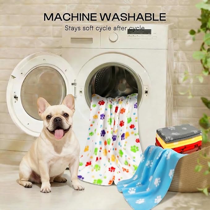 LINENLUX Cute Dog Blanket for Small Medium Dogs 6-Pack Soft Stretchy Fleece Blankets for Pet Cat Puppy Warm Wrinkle-Resistant Throw for Couch Bed Outdoor Coffee 40x31 inch (Pack of 6)