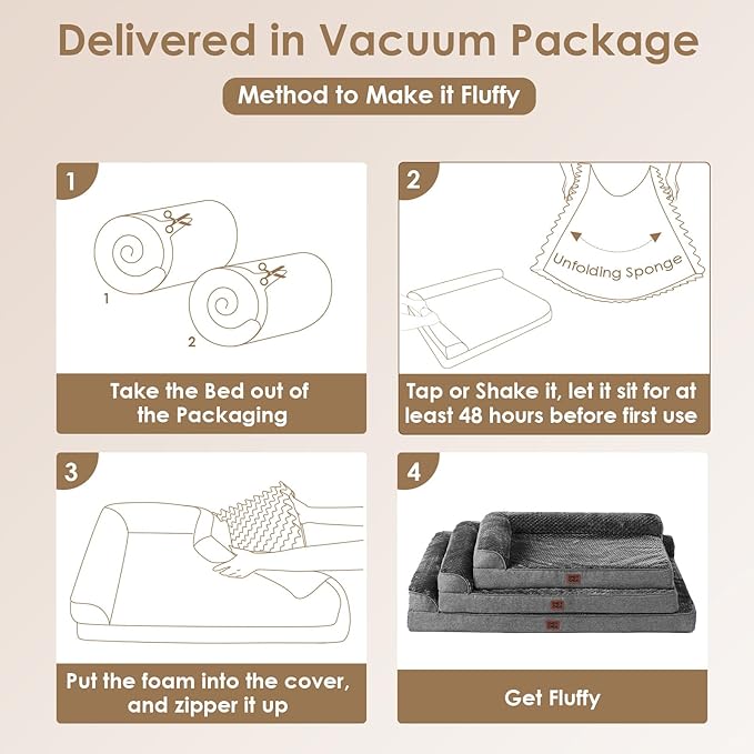 EHEYCIGA Memory Foam Dog Bed Large Size Dogs, Orthopedic Dog Bed Large with Washable Removable Cover, Waterproof Pet Sofa Couch with Nonskid Bottom, 36x27x6, Dark Grey