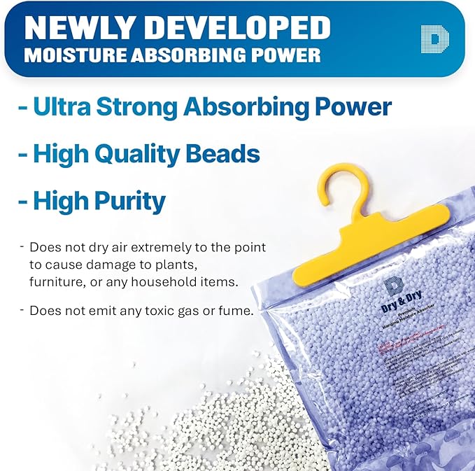 Dry & Dry 7 Pack Moisture Absorbers for Home, Basement & Bedroom - Small Dehumidifiers