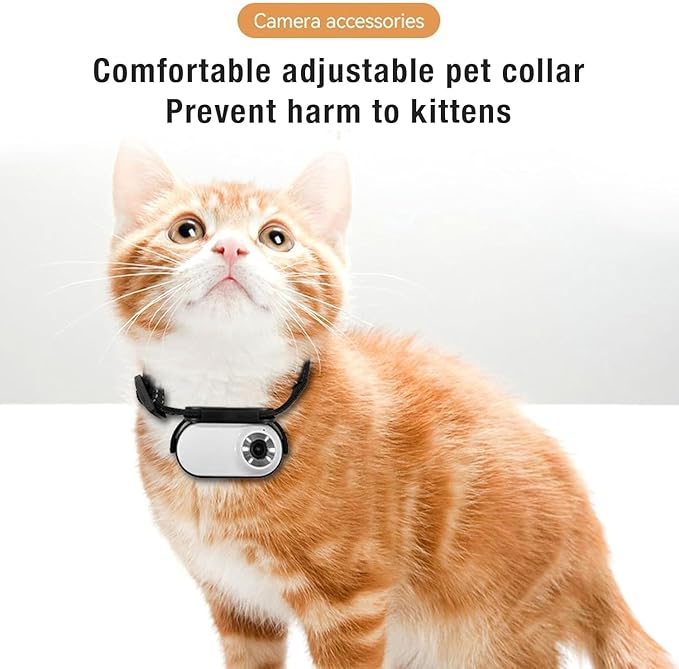 1080p Cat Camera with 120° Lens, Adjustable Magnetic Pet Collar Cam for Outdoor Use, OTG Connection, Perfect for Pet Sports Recording White
