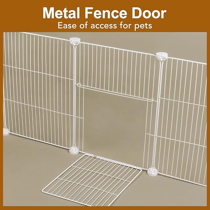 12 Panels Small Animal Playpen,Pet Playpen,C&C Cage for Guinea Pigs,Puppy Play Pen,Bunny Playpen Indoor Outdoor, Portable Metal Wire Yard Fence(White)