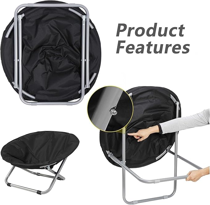 Portable Dog Bed 48 * 38cm Fold Moon Bed Chair, Foldable Taco Pet Bed Elevated Dog Bed, Waterproof Camping Chairs for Small Dogs and Pets - Black