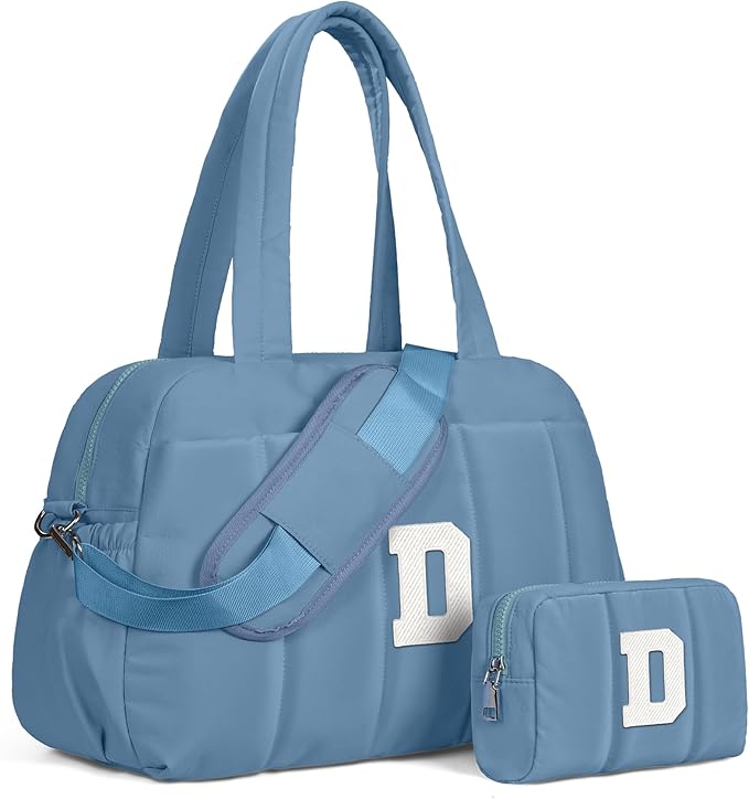Women Birthday Gifts-Initial Duffle Bag, Yoga Bags for Women，Overnight Bag with Wet Pocket，Lightweight Work Bags Personalized Gym Tote with Makeup Pouch