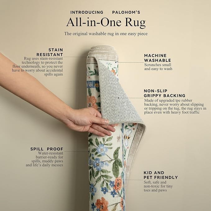Washable Area Rugs for Living Room: 9x12 Area Rug for Bedroom Vintage Stain