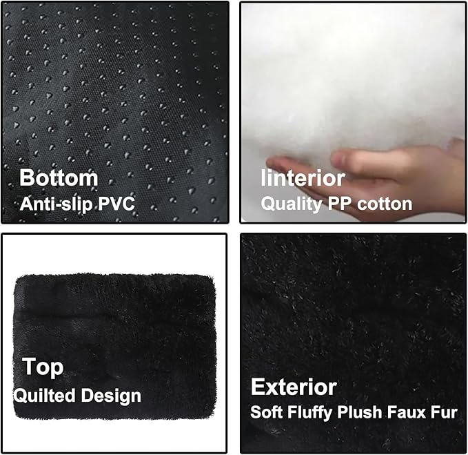 Dog Crate Mat, Dog Bed for Large Dogs, Comfy Fluffy Kennel Pad Anti-Slip for Dog beds & Furniture, Quilted Dog Bed for Pets for Medium/Small Dogs Cats (Color : Black, Size : 20x14.9)