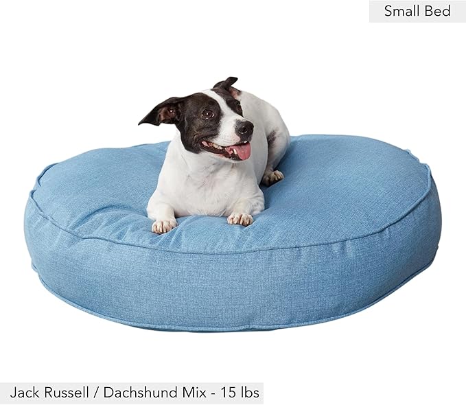 Gordie Round Indoor/Outdoor Pillow Style Dog Bed, Blue Heather, Small