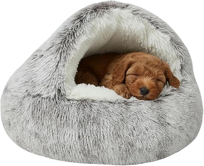 Dog Bed, Dog Bed with Cover Cave, Dual Comfort Design, Pet Bed for Small/Medium/Large Cats and Dogs, Anxiety Relief, Durable & Chew-Proof, Improves Sleep & Behaviour (Coffee, 26in)